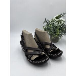 Ariat Women's Brown Leather Suede Strapped Heeled Thong Rope Sandals sz 7.5B
